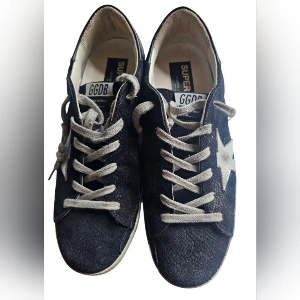 AUTHENTIC Golden Goose Black and Silver Women's Star Sneakers Size 10 EUC - Picture 7 of 16